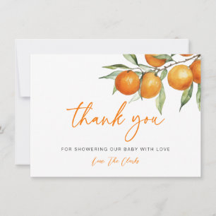 Carte De Remerciements Baby shower Citrus Orange Little Cutie