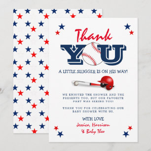 Carte De Remerciements Baby shower classique de baseball