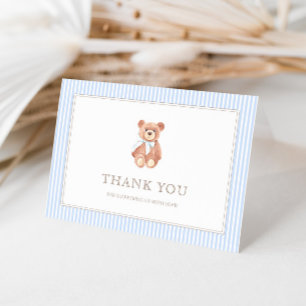 Carte De Remerciements Baby shower classique Teddy Bear Boy