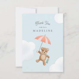 Carte De Remerciements Baby shower classique Teddy Bear Pastel