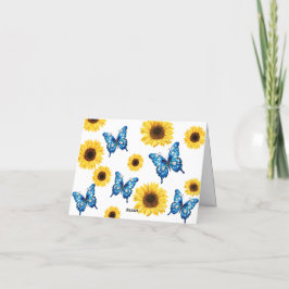 Carte De Remerciements Baby shower Cobalt Blue Butterfly et Sunflower