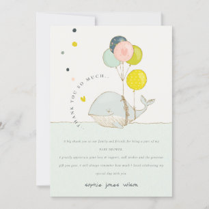 Carte De Remerciements Baby shower coeur de balloon sous-marin mignon