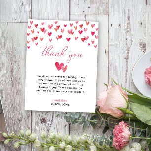 Carte De Remerciements Baby Shower Cœur Sucré