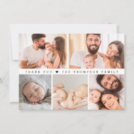 Carte De Remerciements Baby shower Collage photo personnalisé simple