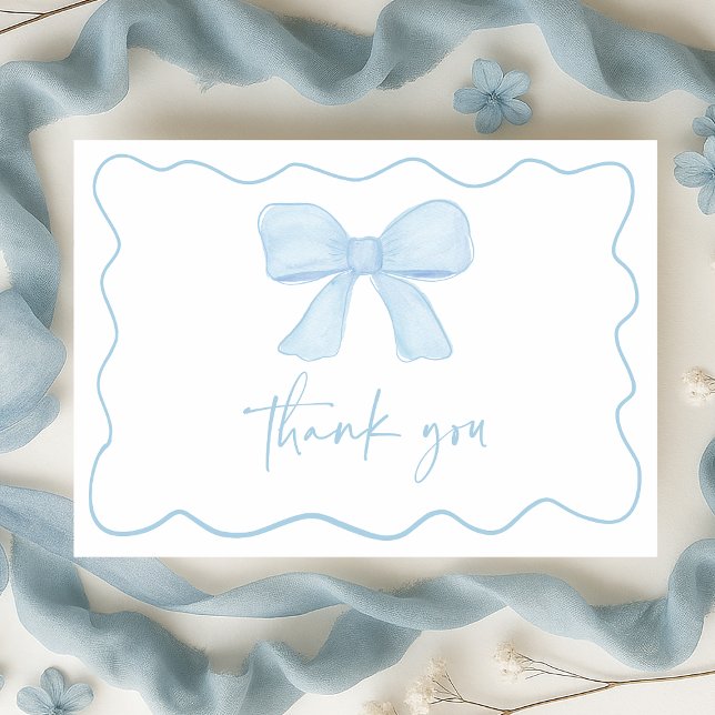Carte De Remerciements Baby shower Coquette Blue Boy Bow (Créateur téléchargé)