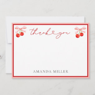 Carte De Remerciements Baby shower Coquette Cherry