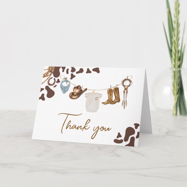 Carte De Remerciements Baby shower Cowboy (Devant)