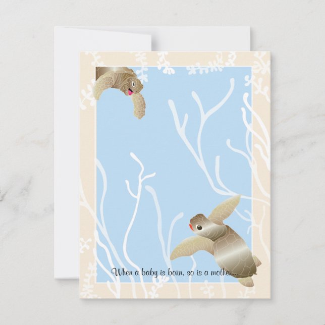 Carte de remerciements baby shower, Crème/Tortue B (Devant)