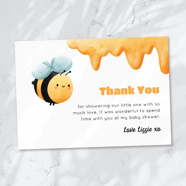Carte De Remerciements Baby shower d'abeilles au miel (Créateur téléchargé)