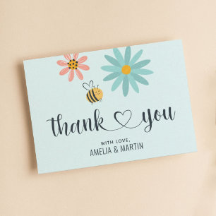 Carte De Remerciements Baby shower d'abeilles bleu clair