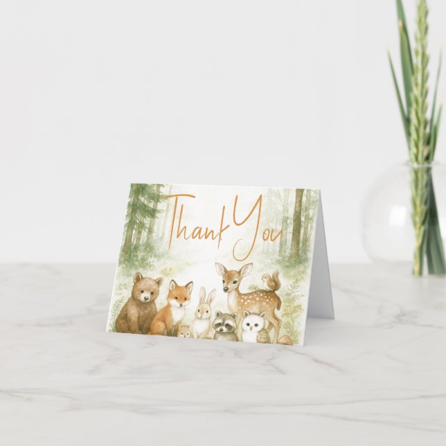 Carte De Remerciements Baby shower d'accueil Bébé Animaux (Devant)