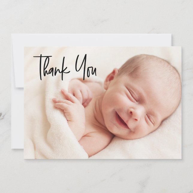 Carte De Remerciements Baby shower d'accueil moderne photo (Devant)