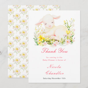 Carte De Remerciements Baby shower d'agneau de printemps