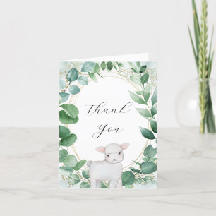 Carte De Remerciements Baby shower d'agneau vert Eucalyptus