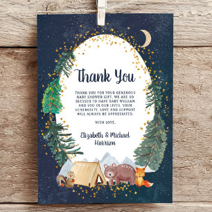 Carte De Remerciements Baby shower d'animaux rustiques en bois