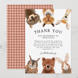 Carte De Remerciements Baby shower d'animaux rustiques en bois