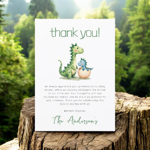 Carte De Remerciements Baby shower d'aquarelle Cute Dinosaur