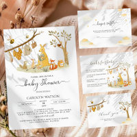 Baby shower d'aquarelle de la forêt de Clothesline