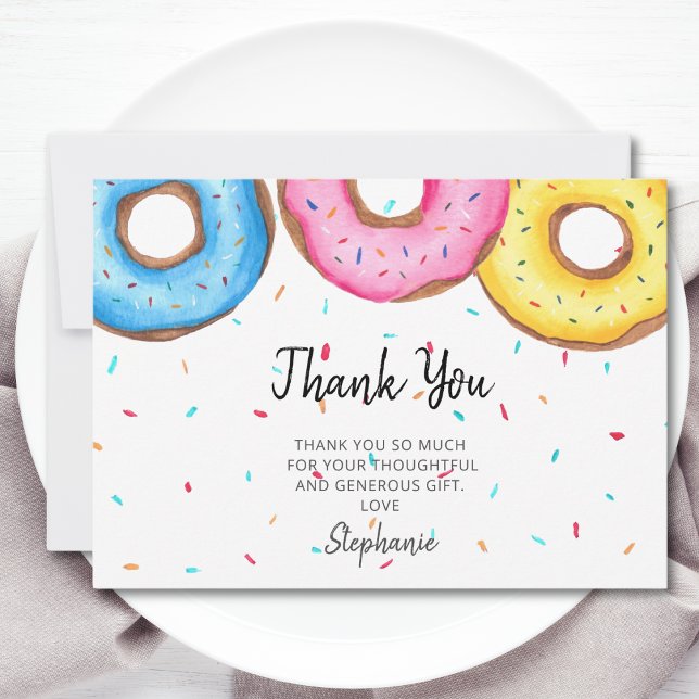 Carte De Remerciements Baby shower d'aquarelle Donuts (Créateur téléchargé)