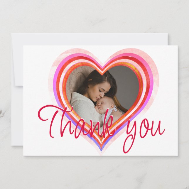 Carte De Remerciements Baby shower d'aquarelle Little Sweetheart Valentin (Devant)