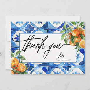 Carte De Remerciements Baby shower d'aquarelle orange italien