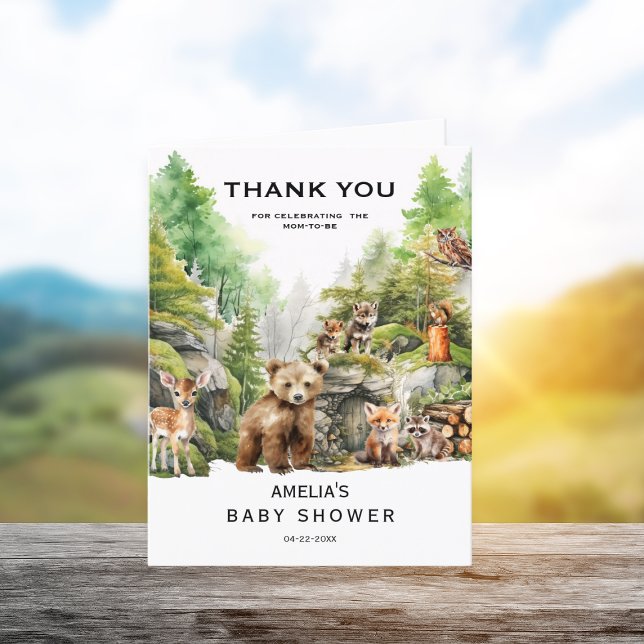 Carte De Remerciements Baby shower d'aquarelle rustique en bois (Créateur téléchargé)