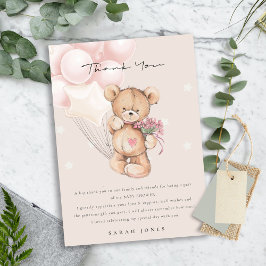 Carte De Remerciements Baby shower d'attente de l'ours blanc mou