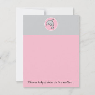 Carte de remerciements baby shower, Dauphin rose
