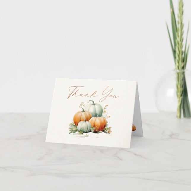 Carte De Remerciements Baby shower d'automne citrouille (Devant)