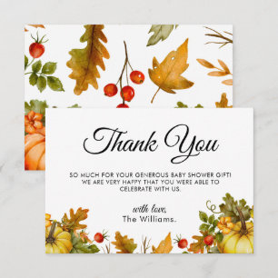 Carte De Remerciements Baby shower d'automne citrouille Foliage