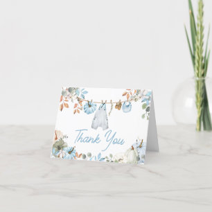 Carte De Remerciements Baby shower d'automne de Blue Little Citrouille