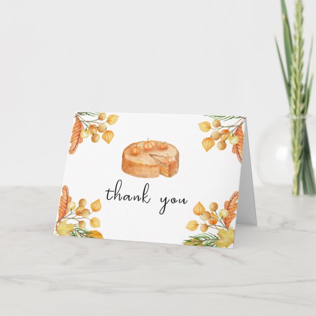 Carte De Remerciements Baby shower d'automne de Citrouille à tarte rustiq (Devant)