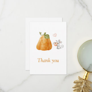 Carte De Remerciements Baby shower d'automne de la souris Citrouille