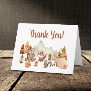 Carte De Remerciements Baby shower d'automne des animaux des bois