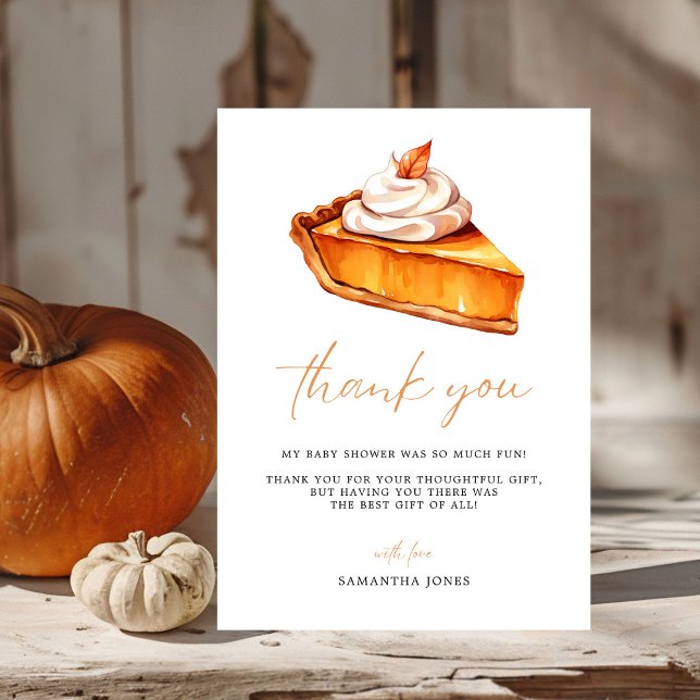 Carte De Remerciements Baby shower d'automne du Citrouille Cutie Pie (Créateur téléchargé)