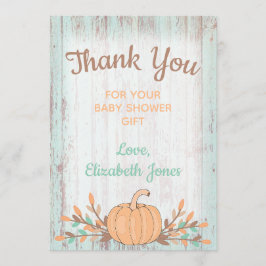 Carte de remerciements Baby shower d'automne du pe