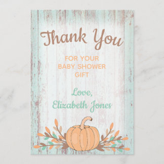 Carte de remerciements Baby shower d'automne du pe