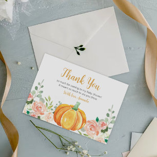 Carte De Remerciements Baby shower d'automne du petit Citrouille