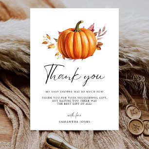 Carte De Remerciements Baby shower d'automne floral moderne