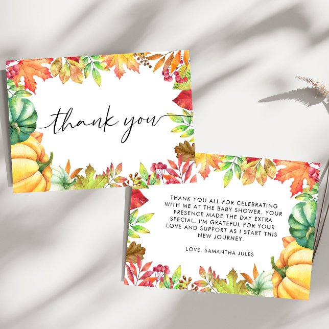 Carte De Remerciements Baby shower d'automne neutre pour le petit Citroui (Créateur téléchargé)