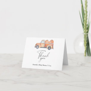Carte De Remerciements baby shower d'automne pour camion citrouille - Car