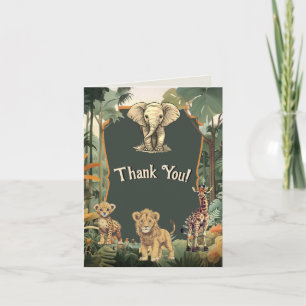 Carte De Remerciements Baby shower d'aventure Jungle Animaux