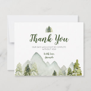 Carte De Remerciements Baby shower d'aventure Pine Trees Mountain