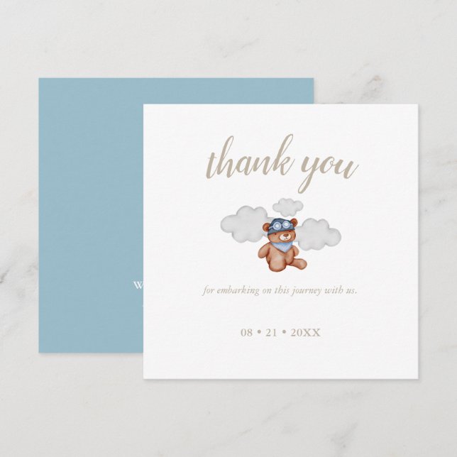 Carte de remerciements Baby shower d'aventure pour (Devant / Derrière)