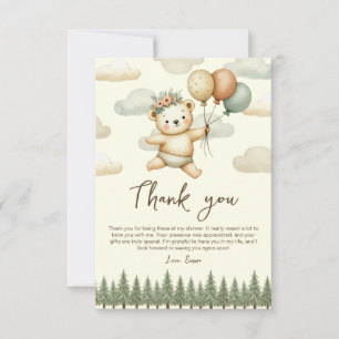 Carte De Remerciements Baby shower d'aventures aux ours flottants