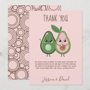Carte De Remerciements Baby shower d'Avocado rose Saint-Guacamole