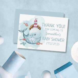 Carte De Remerciements Baby shower de baleines
