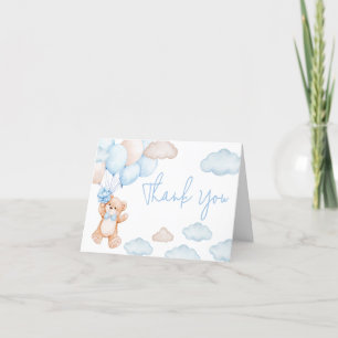 Carte De Remerciements Baby shower de ballon à ours bleu