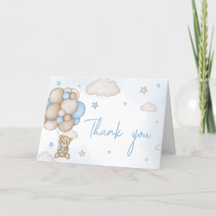 Carte De Remerciements Baby shower de ballon à ours bleu