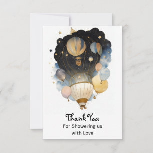 Carte De Remerciements Baby shower de ballon céleste d'aquarelle